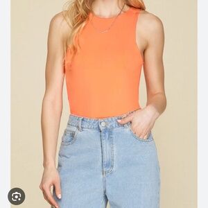 Babaton Sleeveless Seamless Bodysuit Coral Peach Size XS